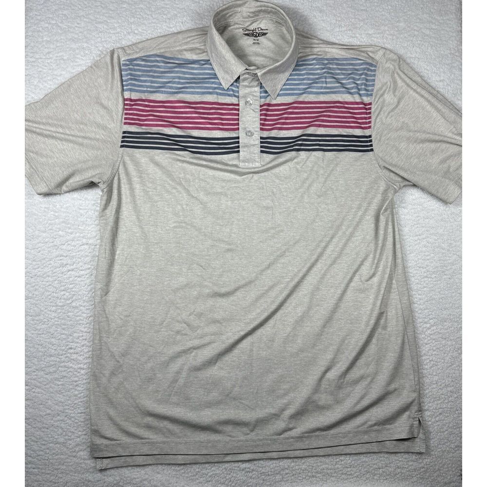 Straight Down Golf Polo Shirt Large Arizona Country Club Stripes